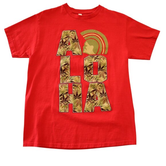 Red America Apparel Aloha Graphic T-Shirt M Cotton Short Sleeve - Picture 1 of 8